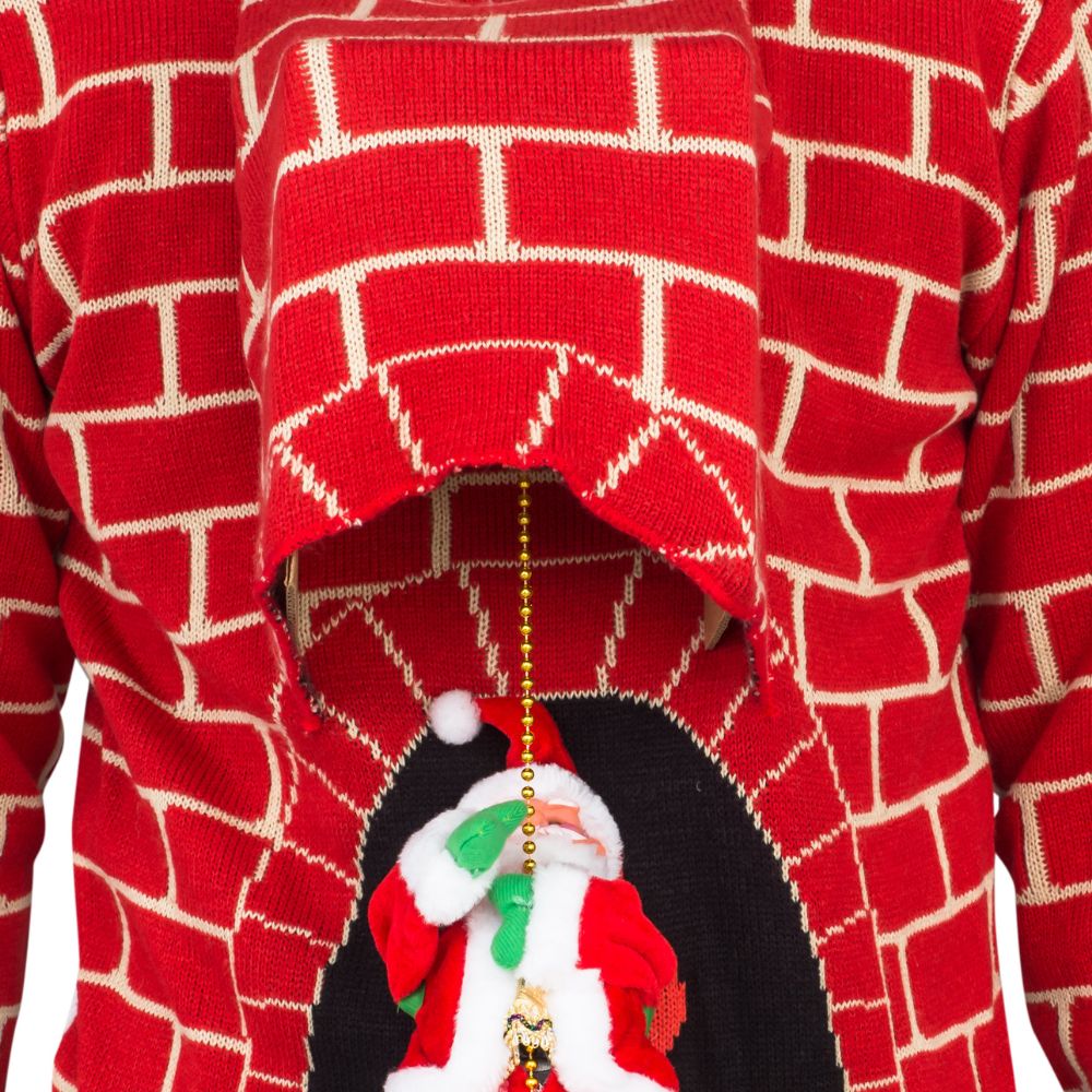 Santa Claus 3D Chimney Climbing Ugly Christmas Sweater