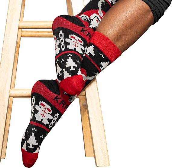 Krampus Holiday Cheer Festive Patterns Novelty Ugly Christmas Socks