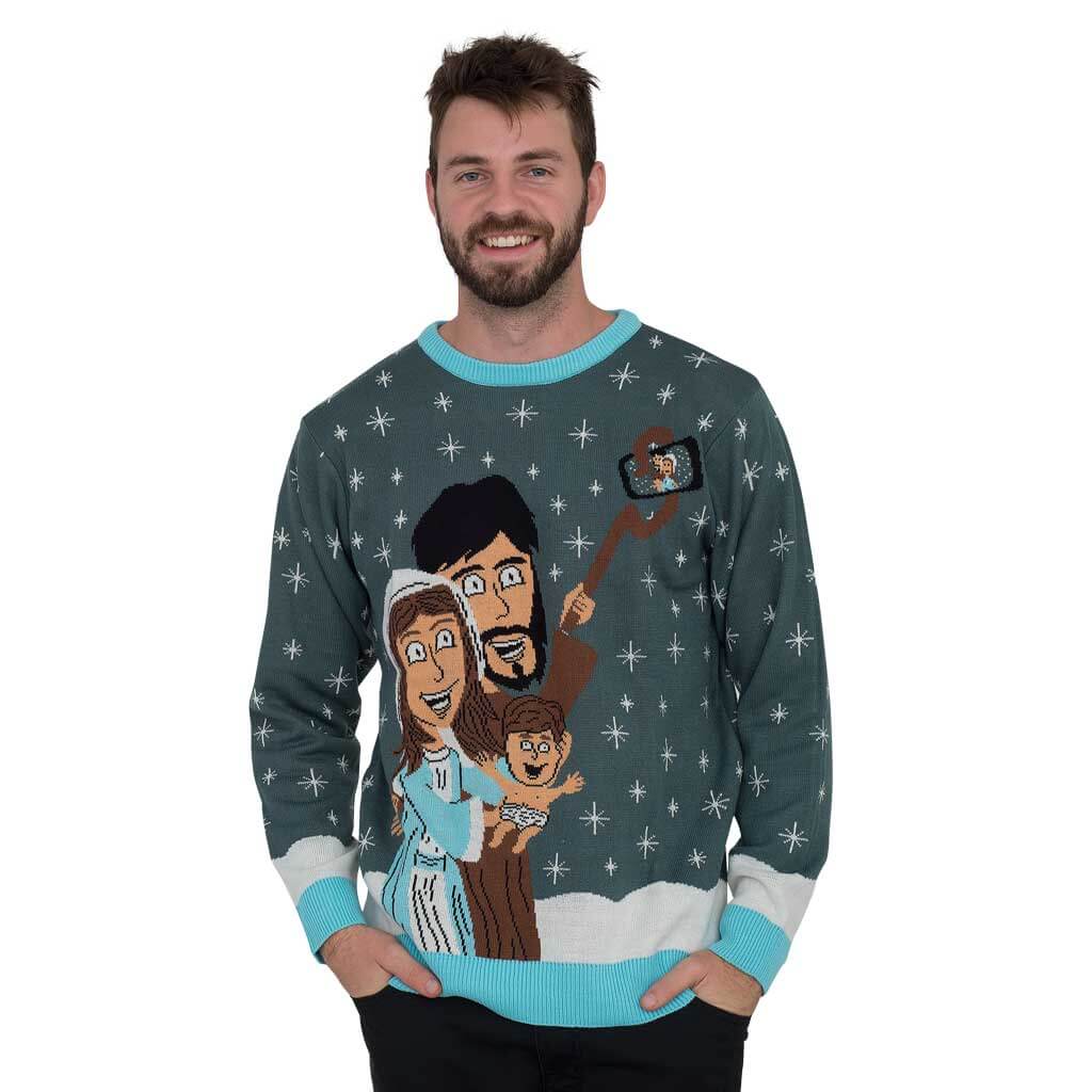 Baby Jesus Family Selfie Ugly Christmas Sweater