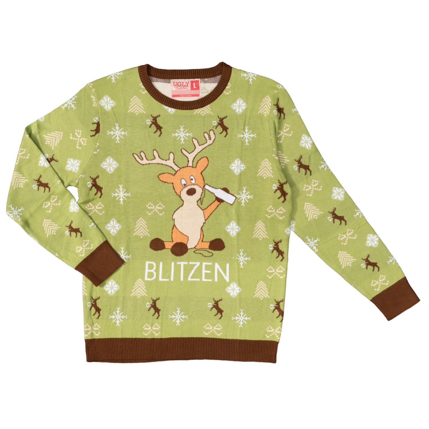 Blitzen Drunk Funny Adult Unisex Ugly Christmas Sweater
