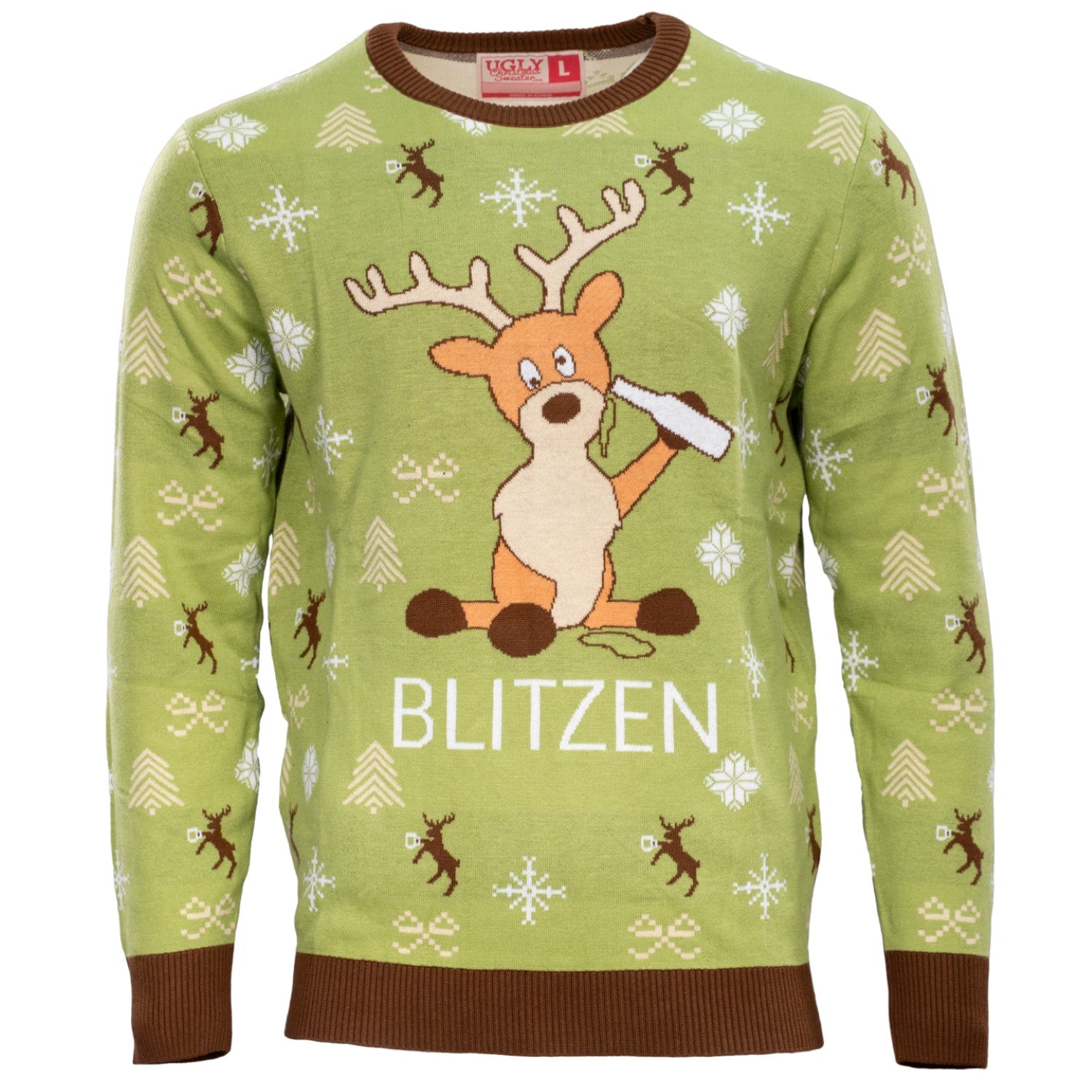 Blitzen Drunk Funny Adult Unisex Ugly Christmas Sweater