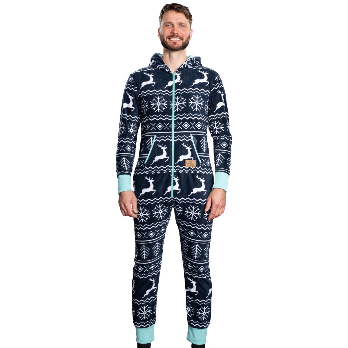 Ugly Christmas Sweater Style Fair Isle Jumpsuit Adult Union Suit Unise