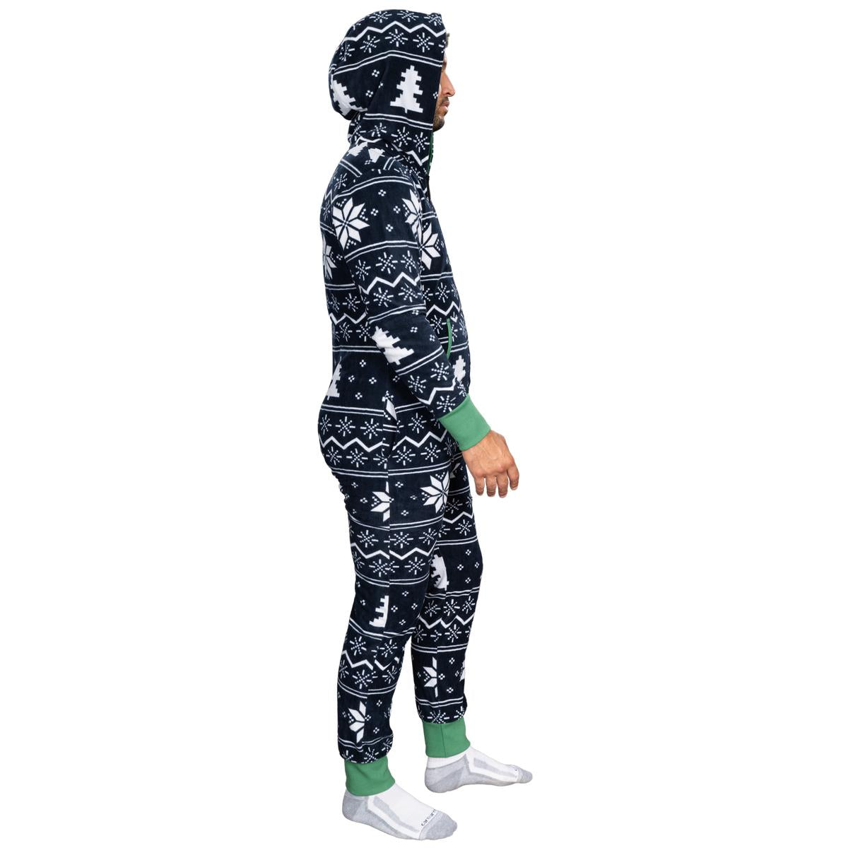 Ugly Christmas Sweater Style Fair Isle Jumpsuit Adult Union Suit Unisex Pajamas