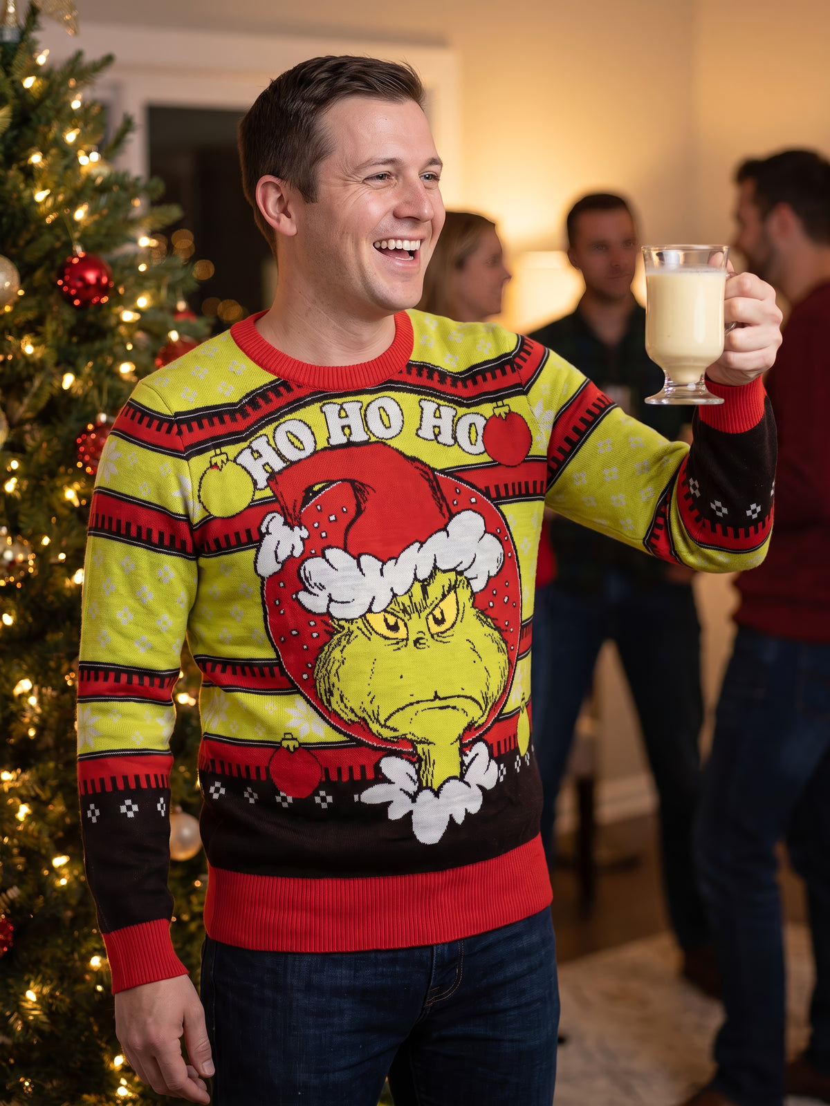 The Grinch Ho Ho Ho Adult Unisex Knitted Ugly Christmas Sweater