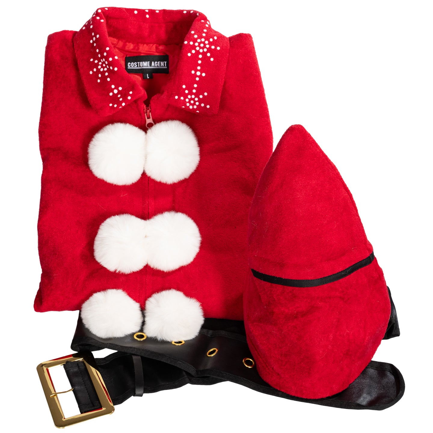 Ming Ming Elf Christmas Holiday Season Suit Adult Halloween Costume Cosplay Set with Jacket, Belt and Hat
