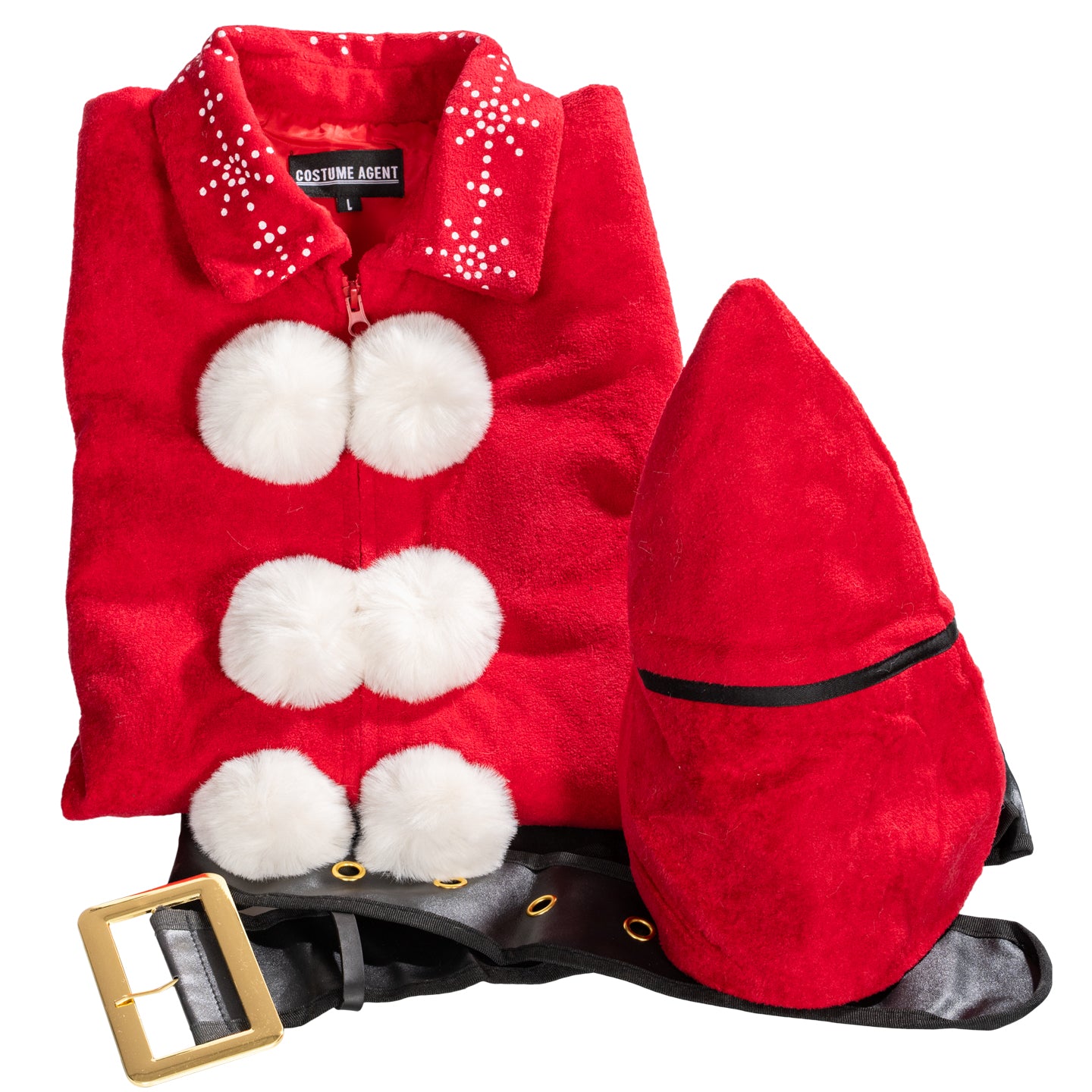 Ming Ming Elf Christmas Holiday Season Suit Adult Halloween Costume Cosplay Set with Jacket, Belt and Hat