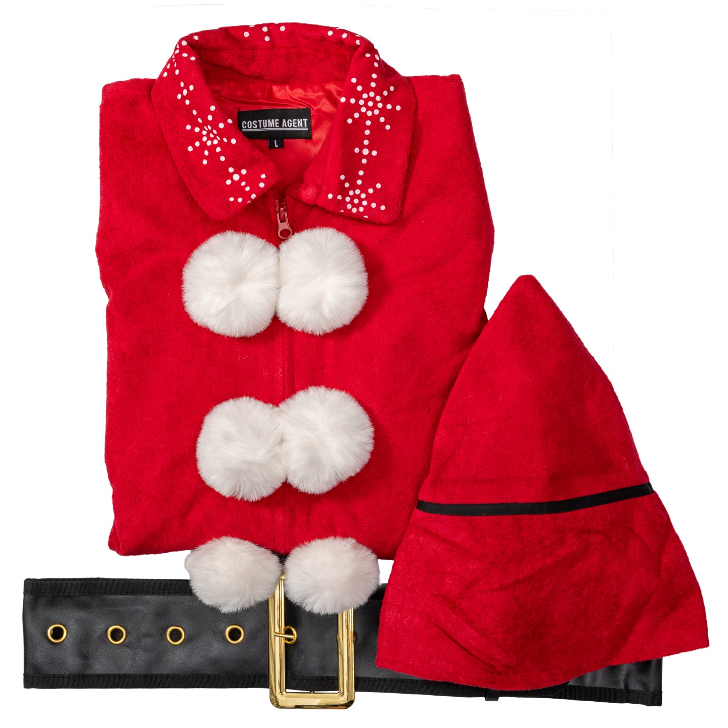 Ming Ming Elf Christmas Holiday Season Suit Adult Halloween Costume Cosplay Set with Jacket, Belt and Hat