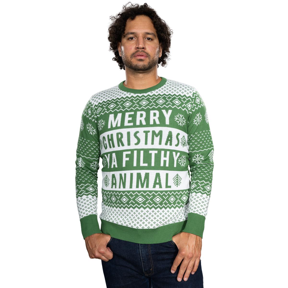Filthy Animal Adult Unisex Ugly Christmas Holiday Green Sweater