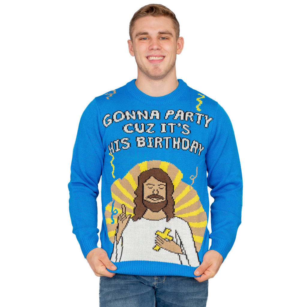 Gonna Party Cuz It's His Birthday Jesus Ugly Christmas Sweater