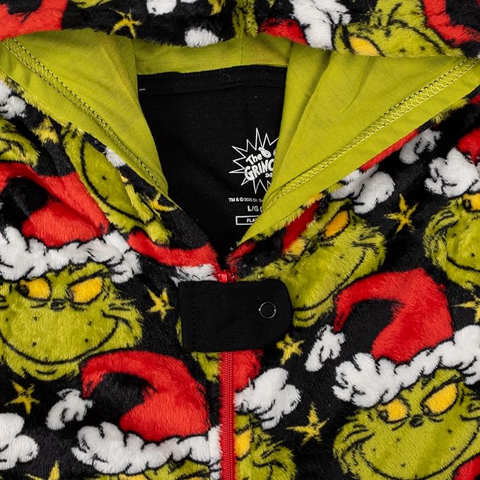 Kids Unisex Grinch Santa Hat Holiday Season Jumpsuit Pajamas