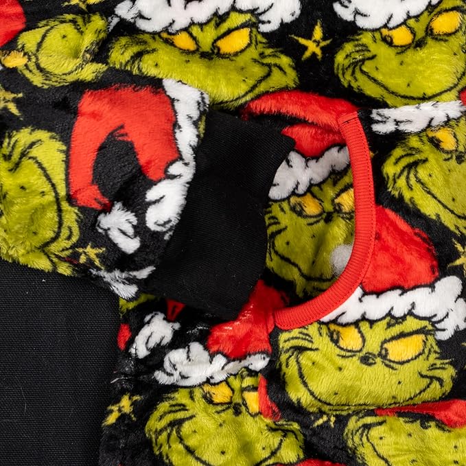 Kids Unisex Grinch Santa Hat Holiday Season Jumpsuit Pajamas