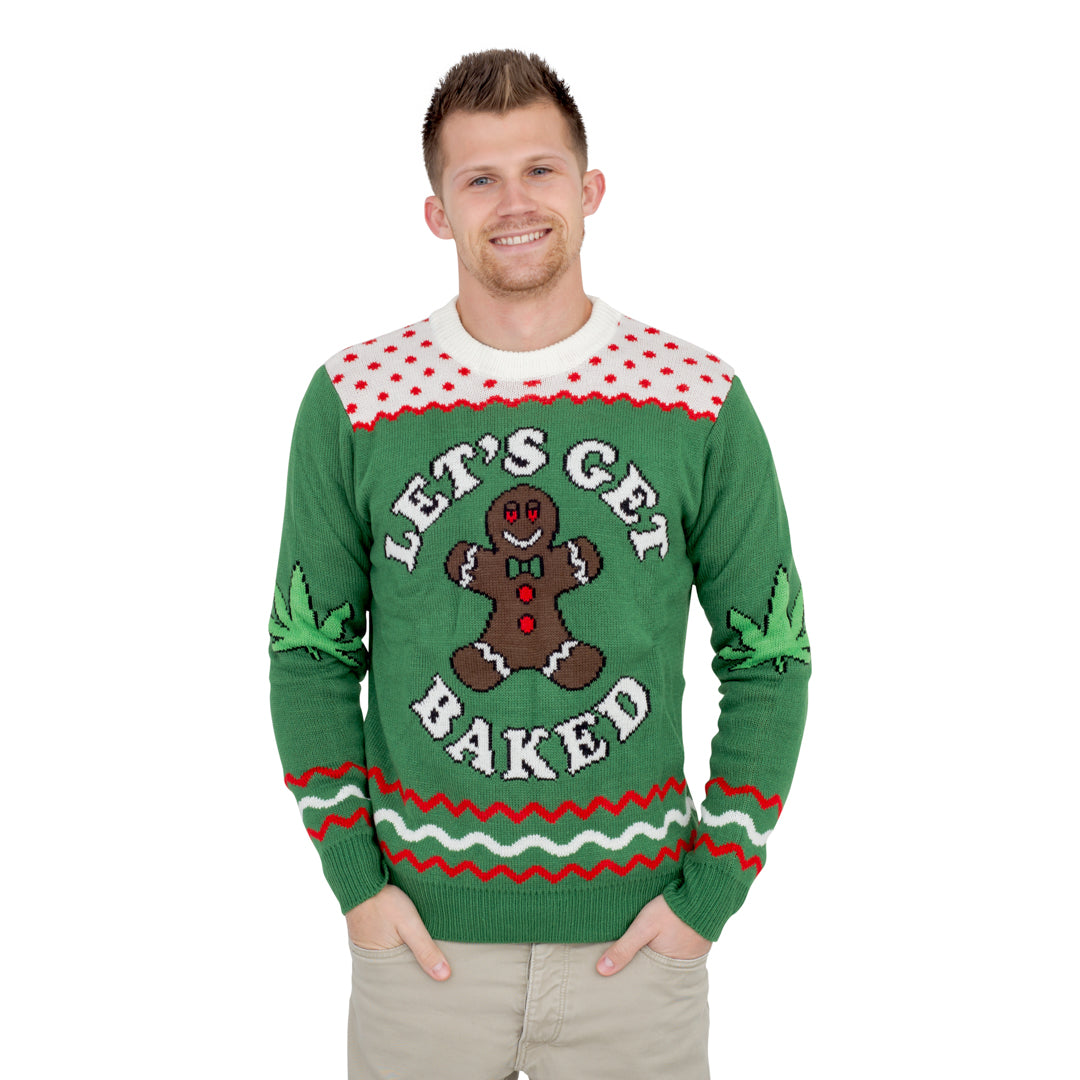 Let's Get Baked Happy Gingerbread Ugly Christmas Sweater