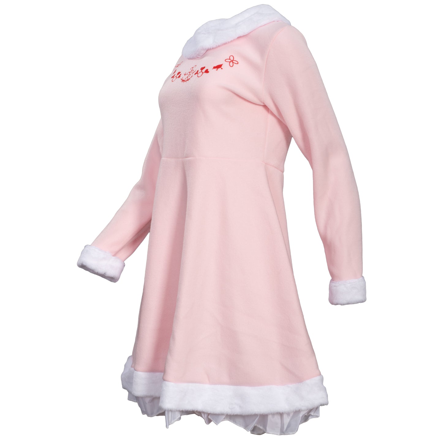 Mrs. Elf Christmas Halloween Costume Adults Holiday Pink Dress, Red Belt & Hat Festive Women’s Elf Outfit