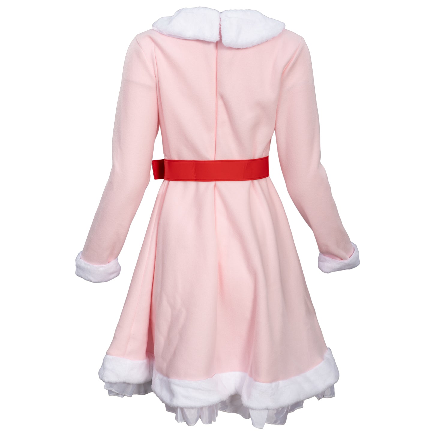 Mrs. Elf Christmas Halloween Costume Adults Holiday Pink Dress, Red Belt & Hat Festive Women’s Elf Outfit