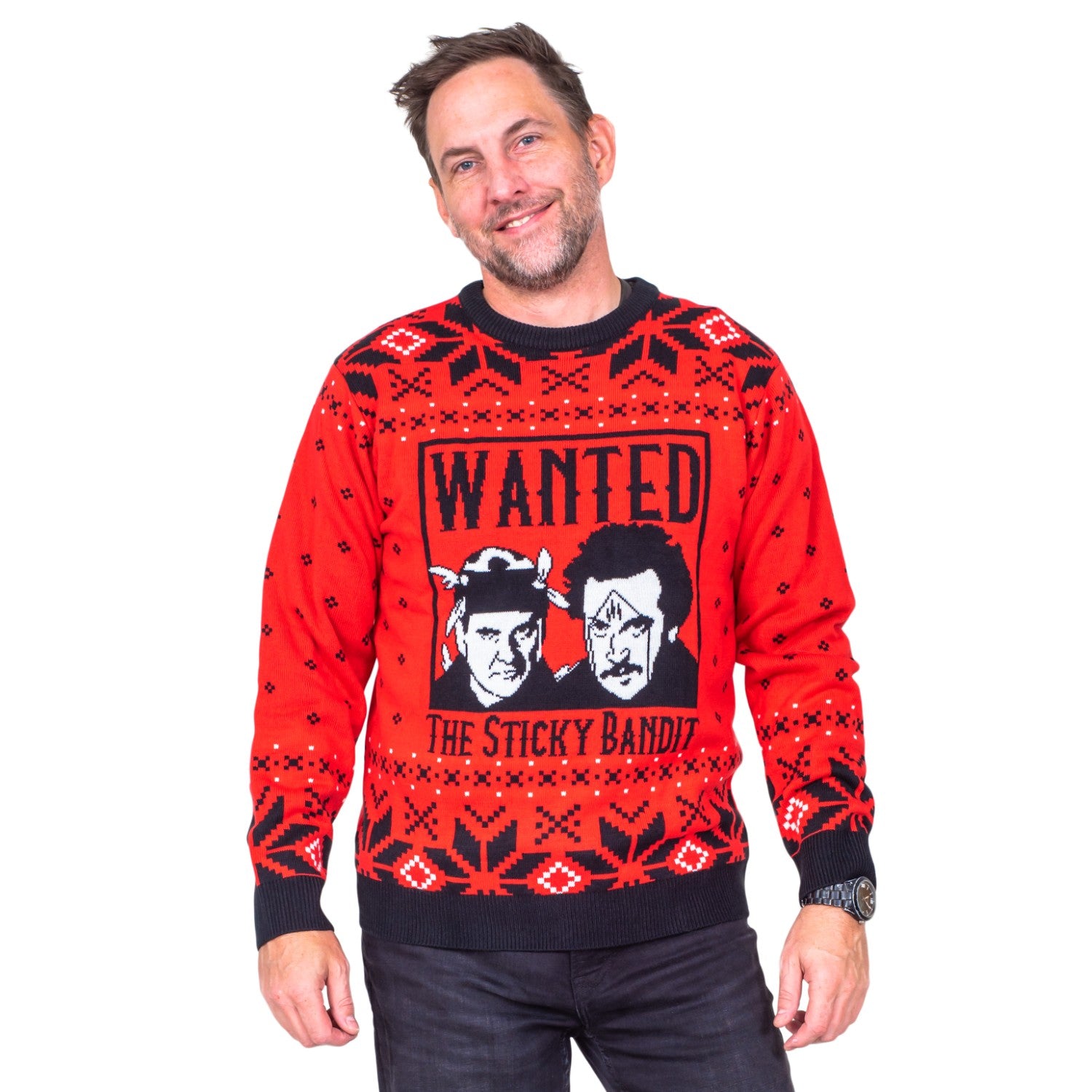 Sticky Bandits 1980s Funny Adult Unisex Holiday Ugly Christmas Sweater