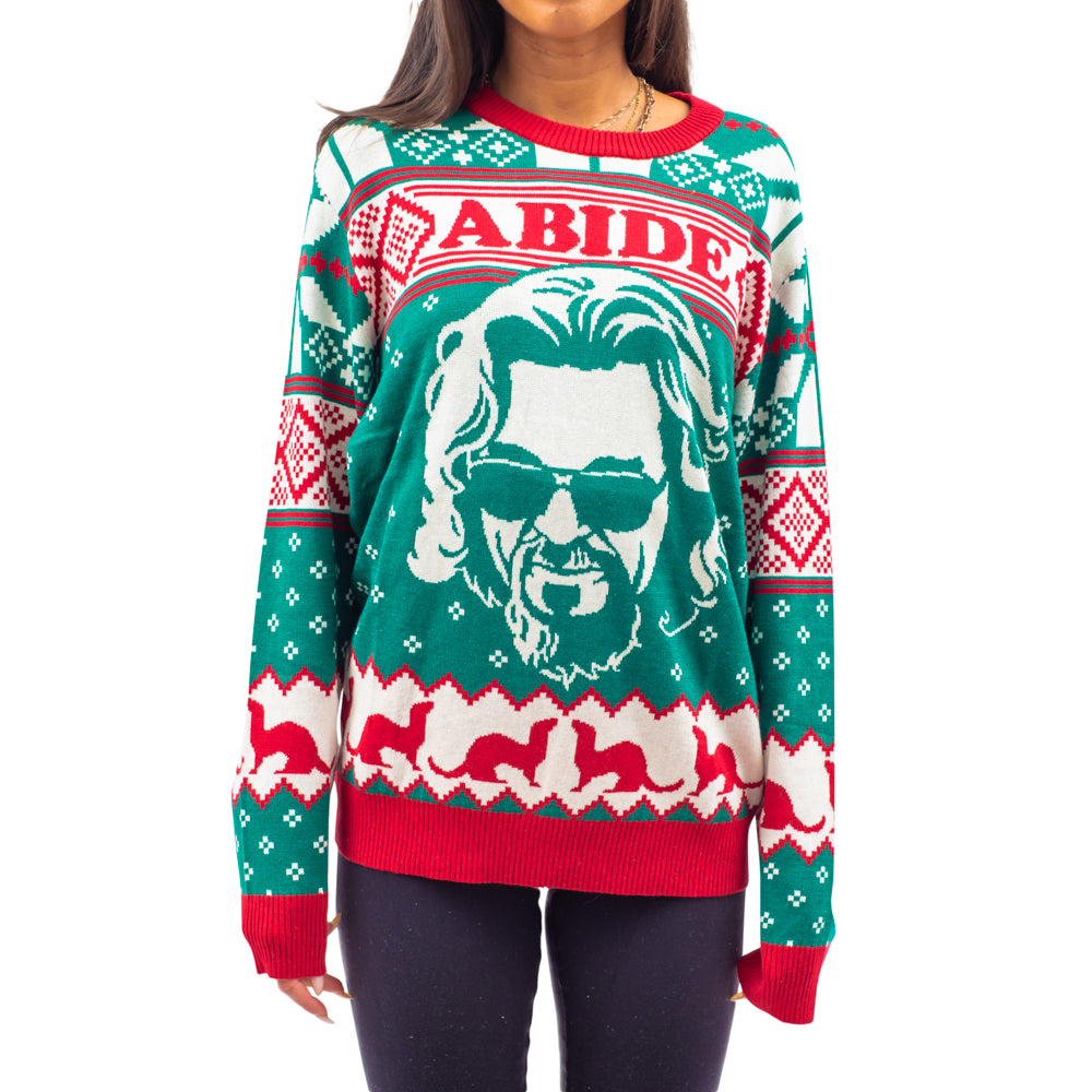 The Big Lebowski Dude Abide Marmot Bowling Ugly Christmas Sweater