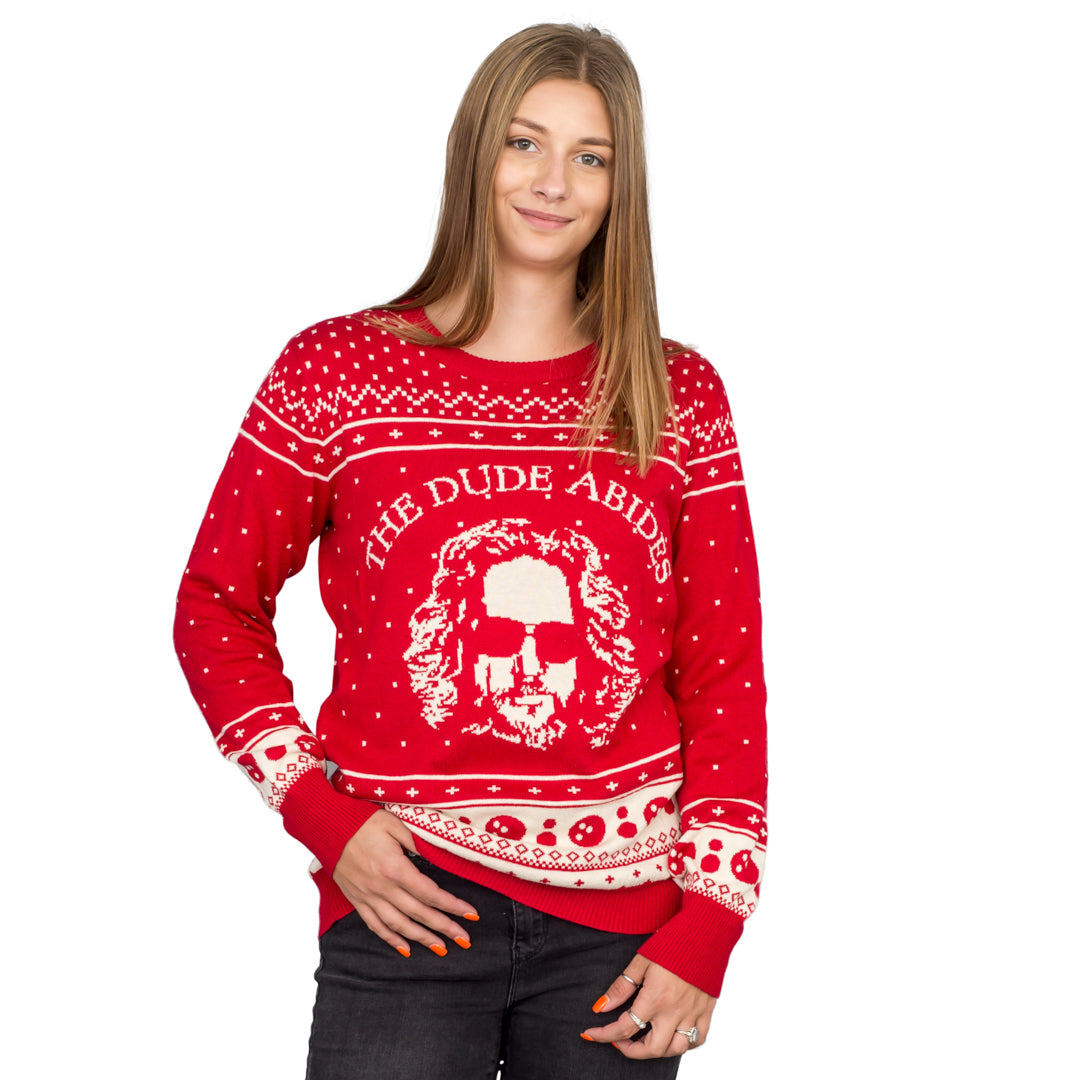 Women's The Big Lebowski The Dude Abides Ugly Christmas Sweater