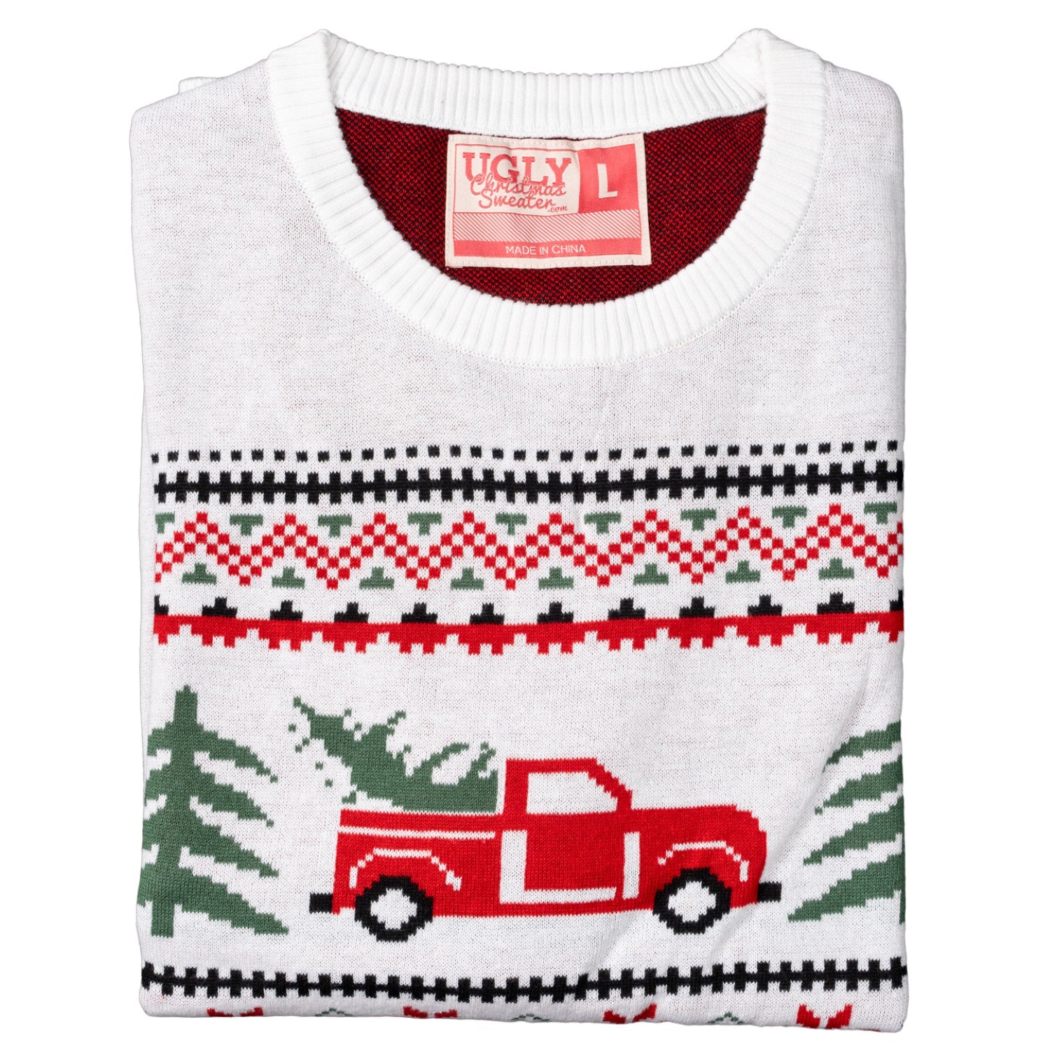 Ugly Christmas Unisex Arnold Truck and Trees Adult Holiday Knitted Sweater
