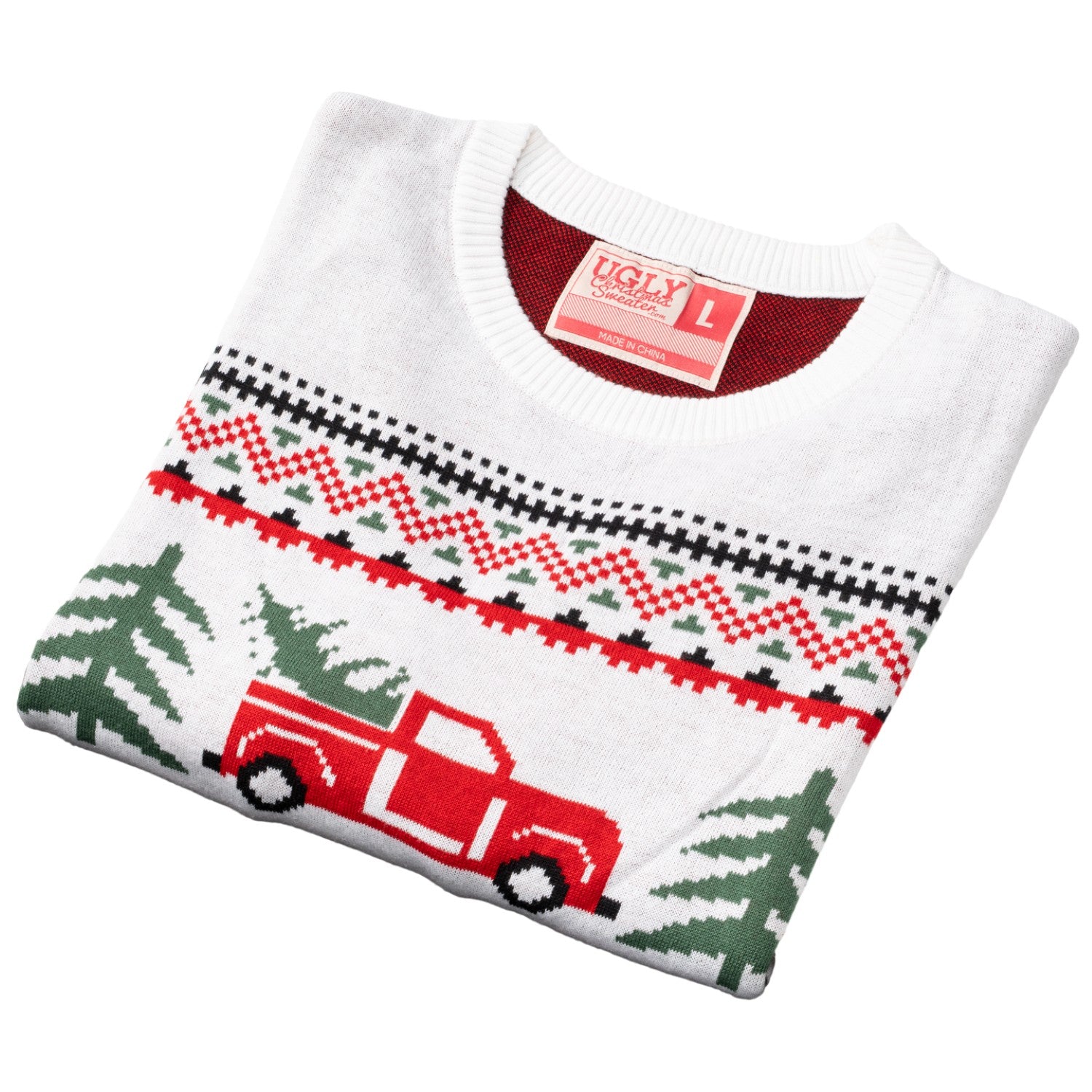 Ugly Christmas Unisex Arnold Truck and Trees Adult Holiday Knitted Sweater