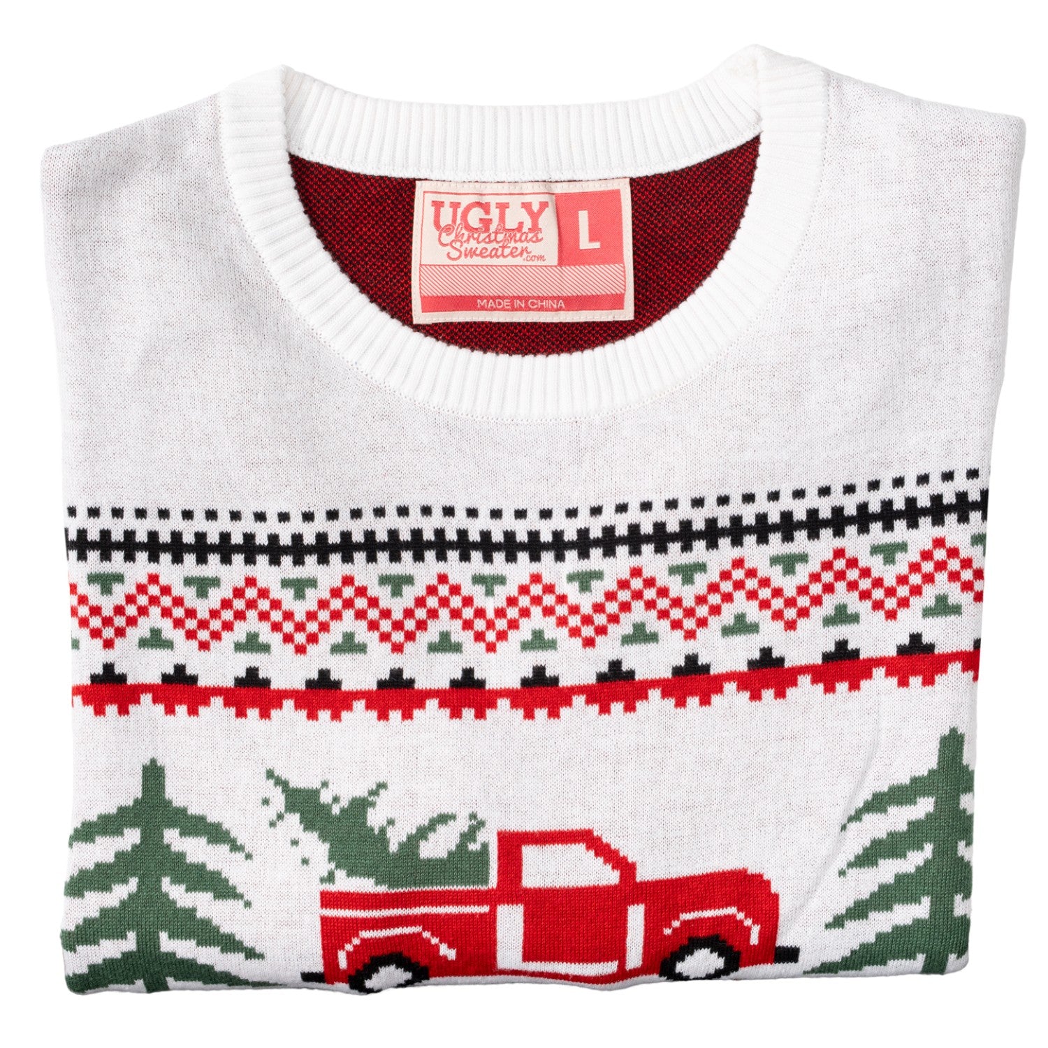 Ugly Christmas Unisex Arnold Truck and Trees Adult Holiday Knitted Sweater