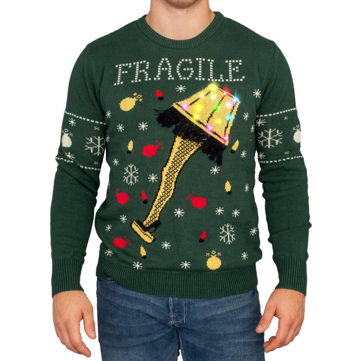 A Christmas Story Fragile Leg Lamp Light Up (LED Lighting) Ugly Christmas Sweater 2