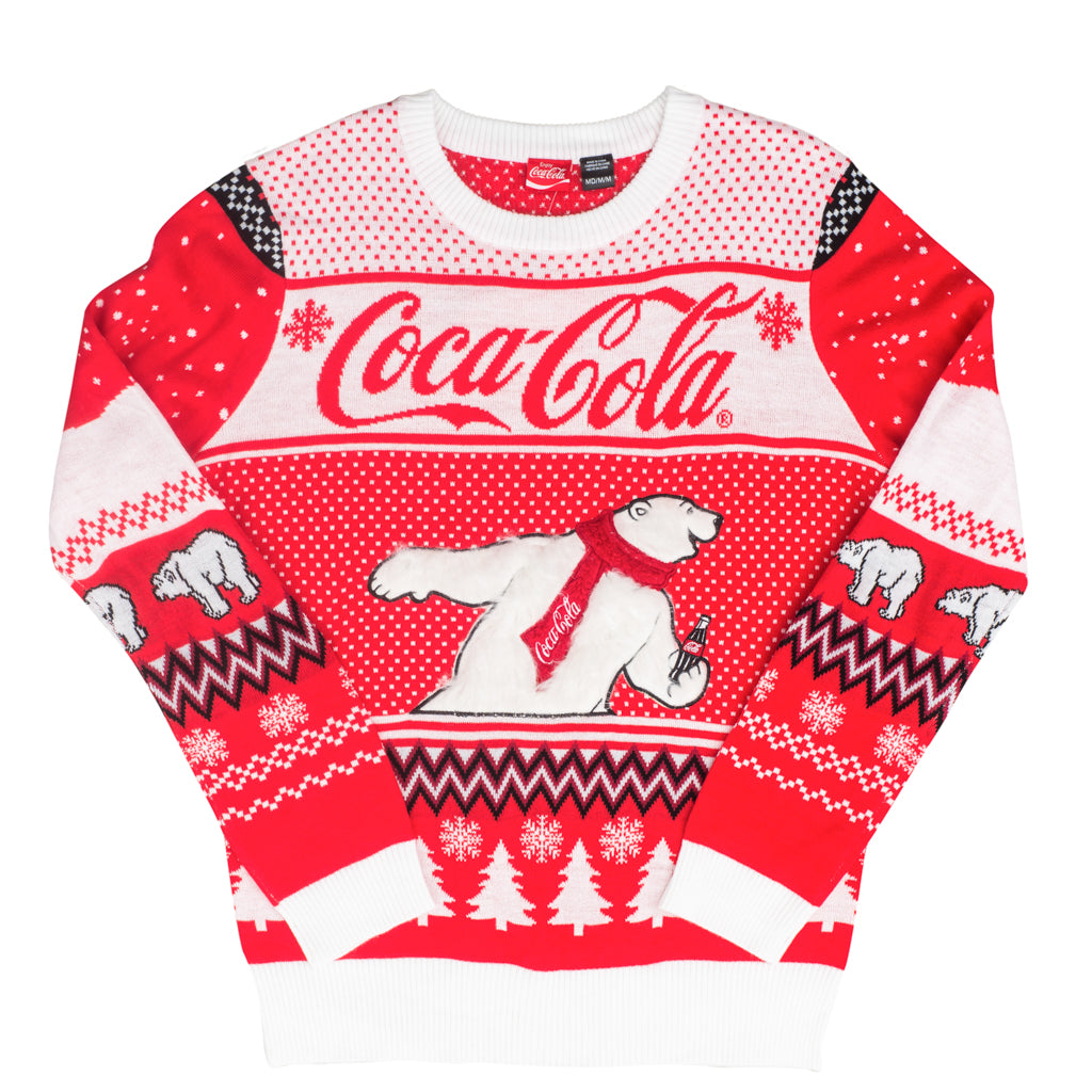 Coca-Cola Polar Bear Coke and Trees Ugly Christmas Sweater