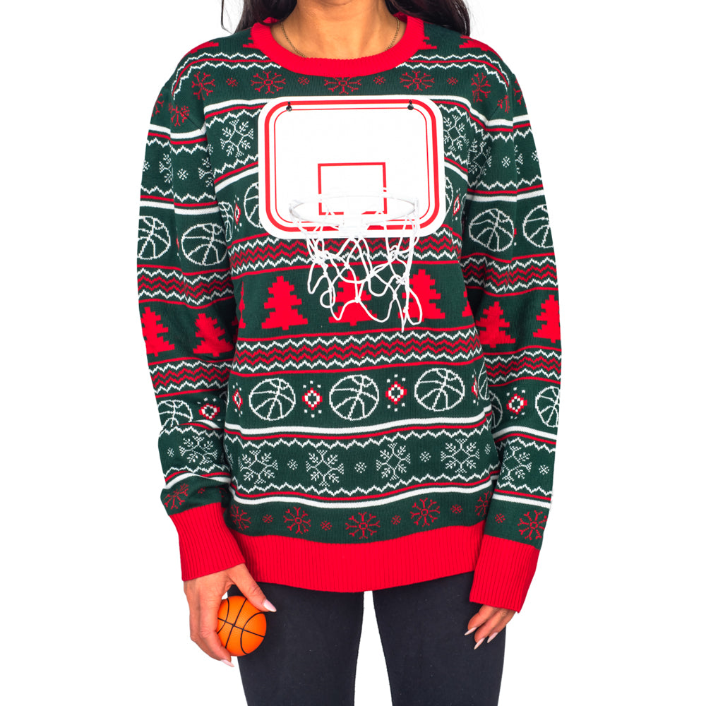  Basketball Christmas Sweatshirt - Dunking Santa - Funny & Ugly  Christmas Sweater for Men and Women : Clothing, Shoes & Jewelry
