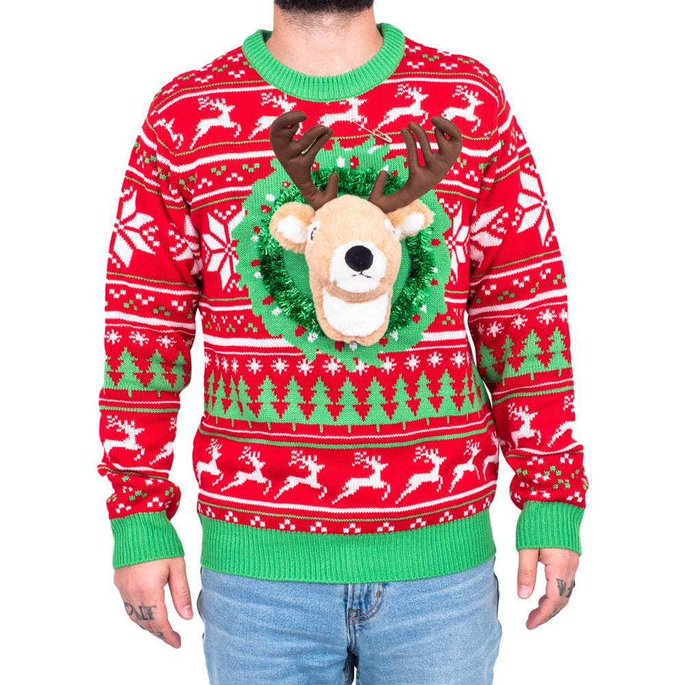 Reindeer Trophy Head 3D LED Sweater