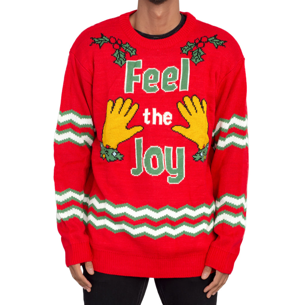 Feel The Joy Groping Hands Tacky Ugly Christmas Sweater (Size: 3XL) | Women's Ugly Christmas Sweaters