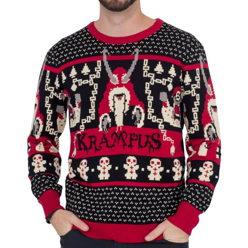 geroosterd brood pad verzonden Krampus Knit Ugly Christmas Sweater