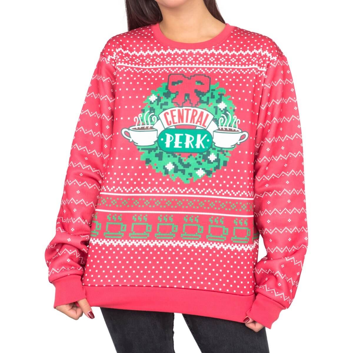 Women's Friends Central Perk Wreath Ugly Christmas Sweater-1