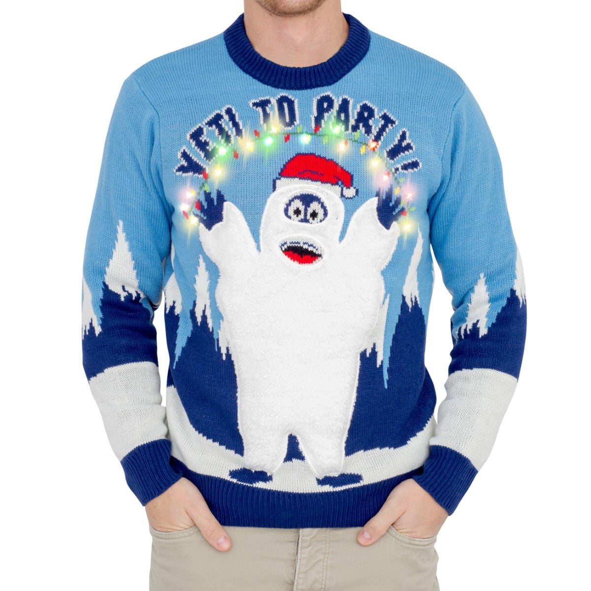 Yeti to Party Light Up LED Ugly Christmas Sweater - L