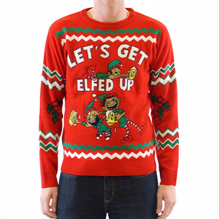 Let39;s Get Elfed Up Drunken Elves Ugly Christmas Sweater