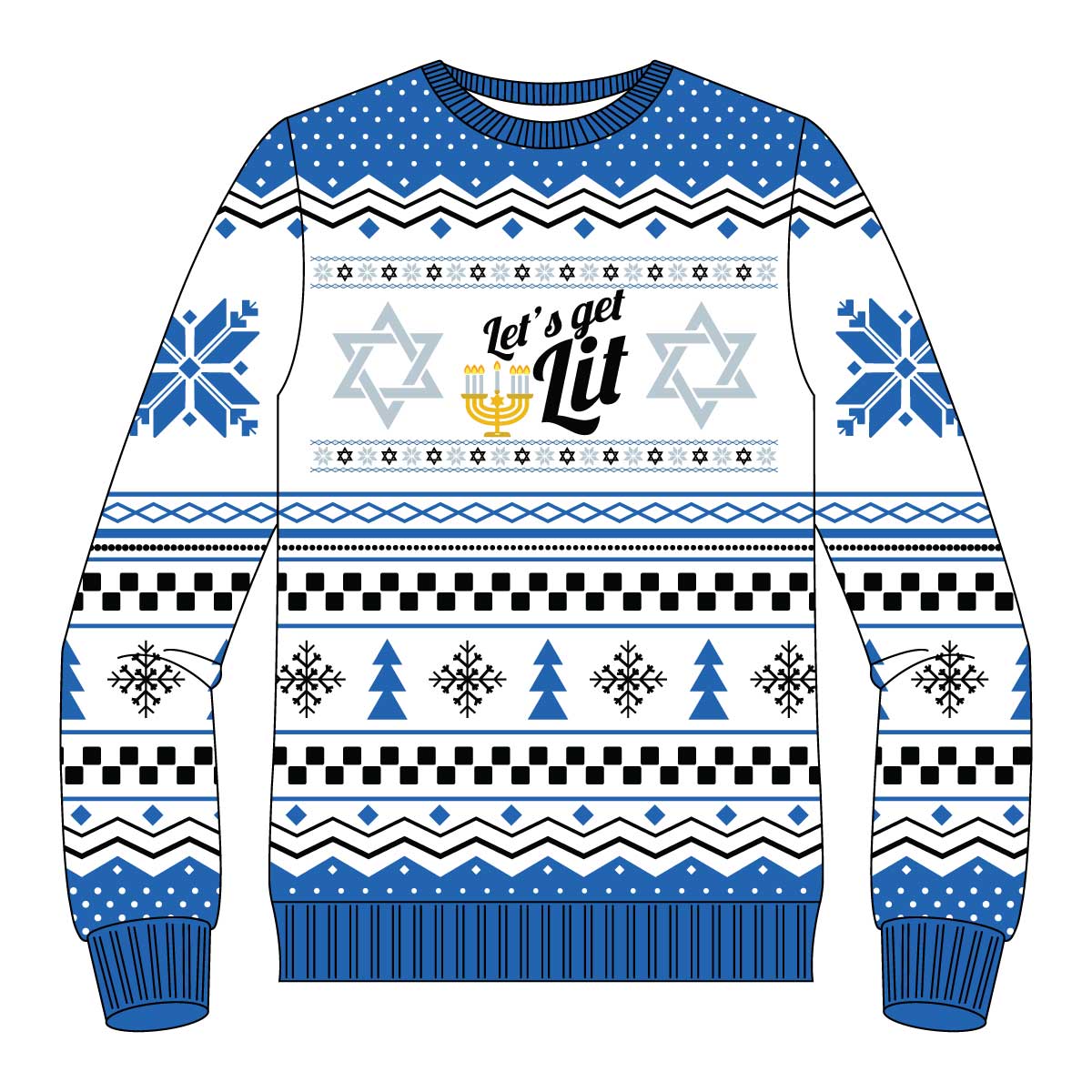 Lets Get Lit Hanukkah Ugly Christmas Sweater