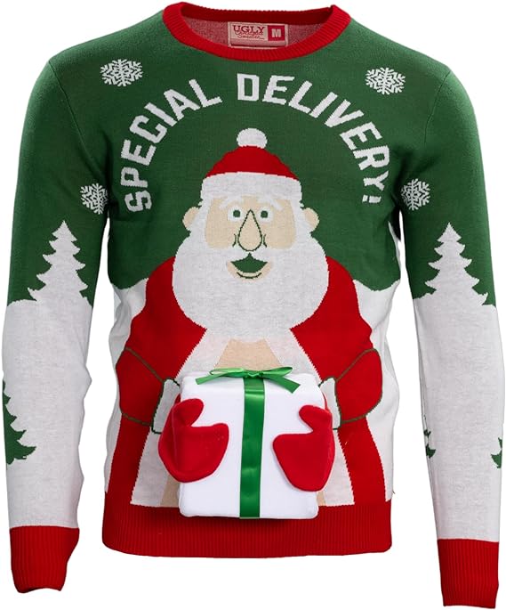 Special Delivery Santa Claus3D Gift Ugly Christmas Sweater