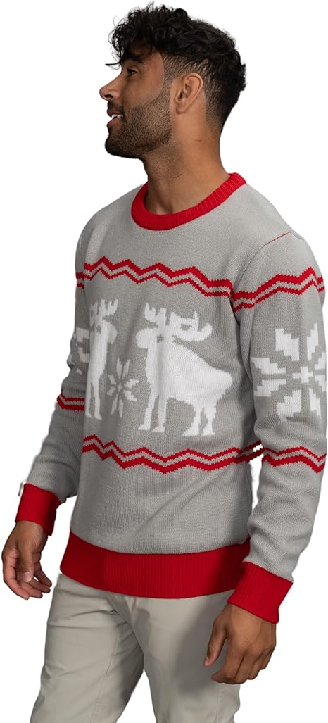 Snowflakes and Moose Ugly Christmas Sweater