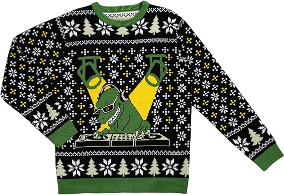 DJ T-Rex Ugly Christmas Sweater