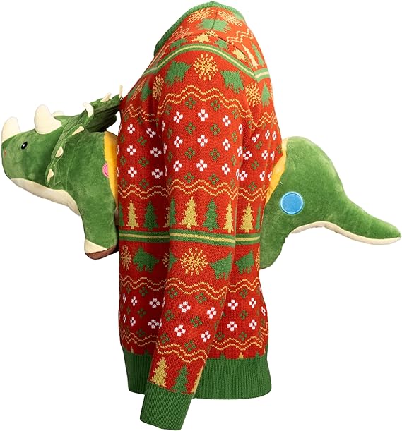 3D Triceritops Dinosaur Ugly Christmas Sweater