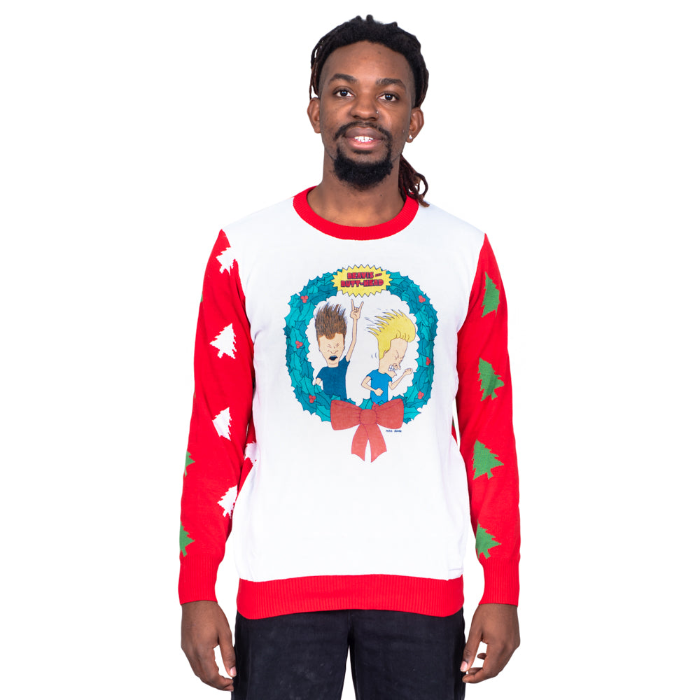 Beavis and Butthead Rock & Roll Wreath ugly Christmas sweater