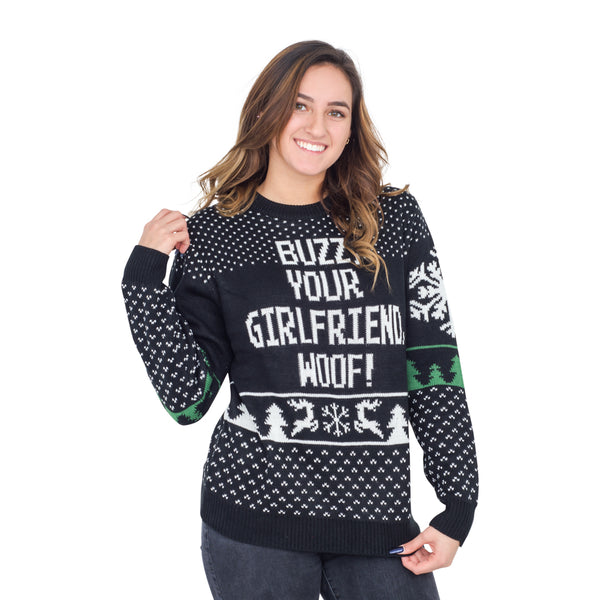 Women's Buzz, Your Girlfriend, Woof! Ugly Christmas Sweater