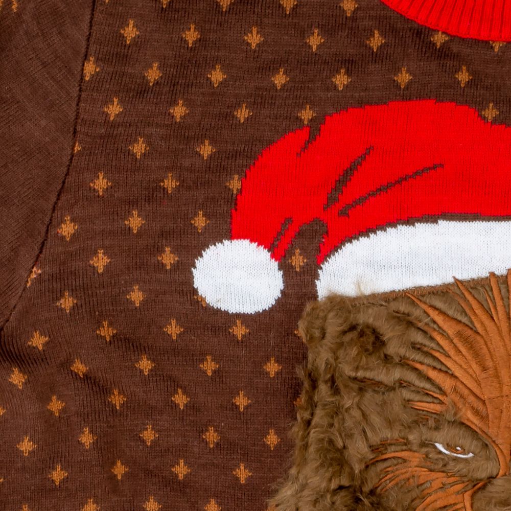 Women's Star Wars Chewbacca Furry Face with Santa Hat Ugly Christmas Sweater