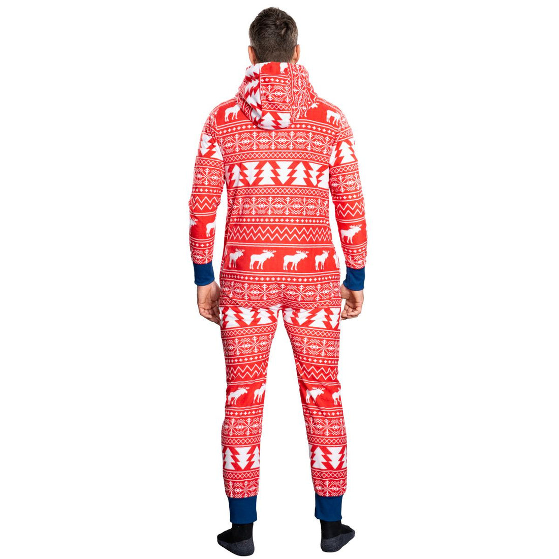 Ugly Christmas Sweater Style Fair Isle Jumpsuit Adult Union Suit Unise