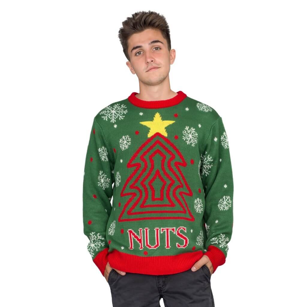 Chest and Nuts Snowflakes Christmas Tree Ugly Christmas Sweater