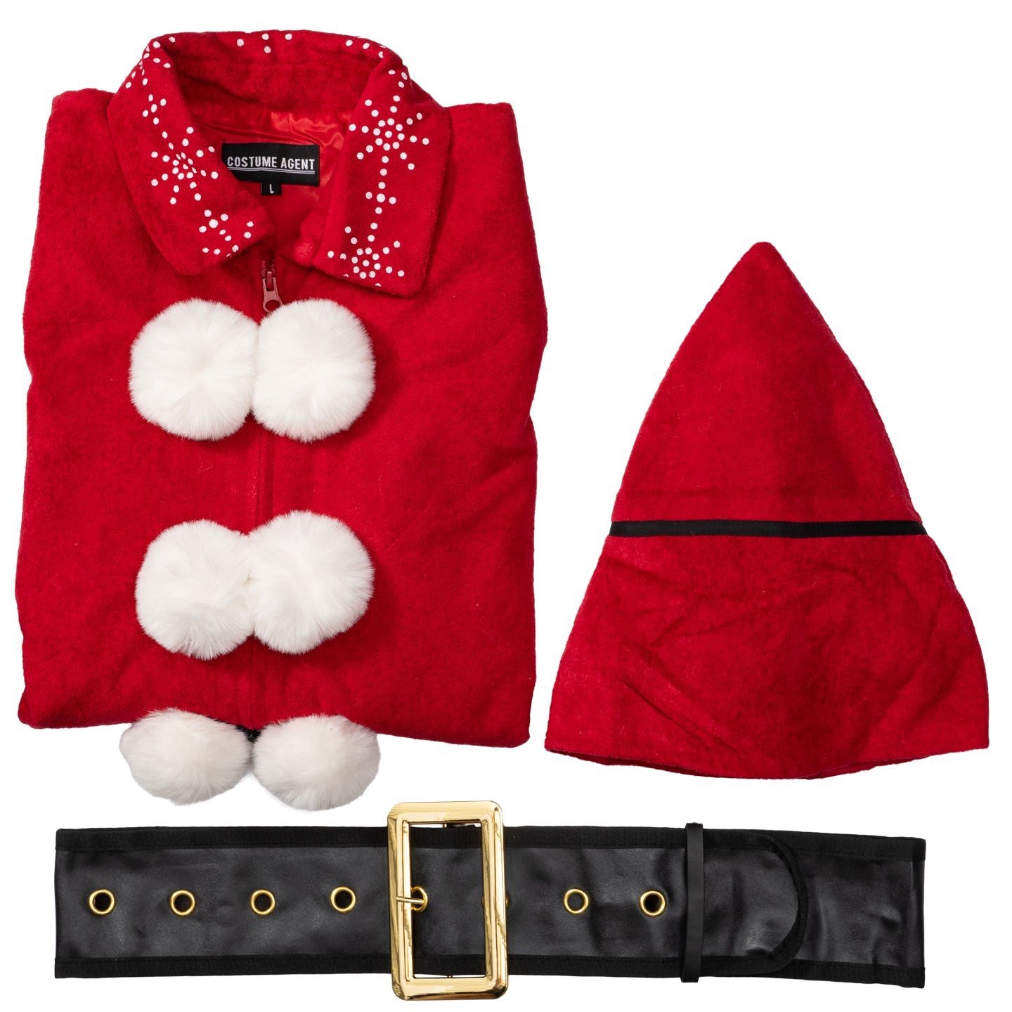 Ming Ming Elf Christmas Holiday Season Suit Adult Halloween Costume Cosplay Set with Jacket, Belt and Hat