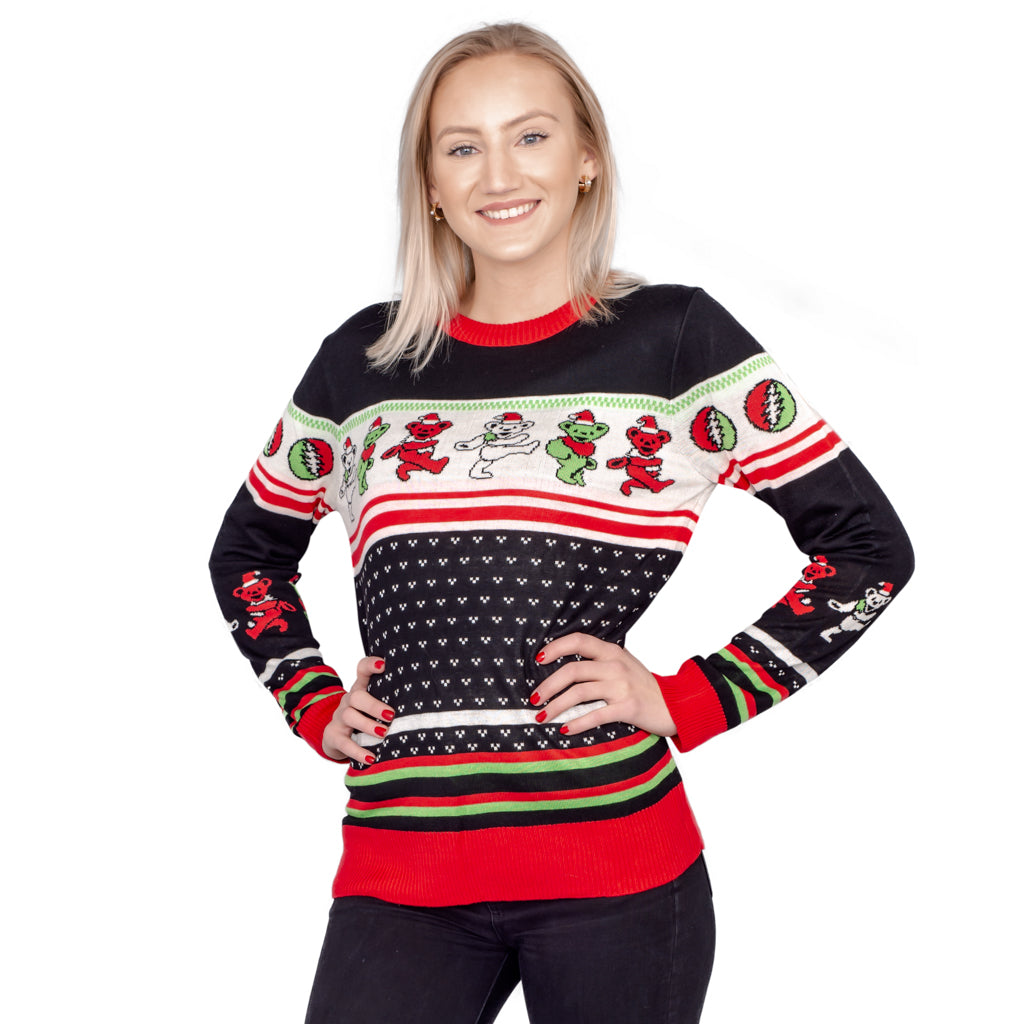 Women's Grateful Dead Dancing Bears Tacky Ugly Christmas Sweater