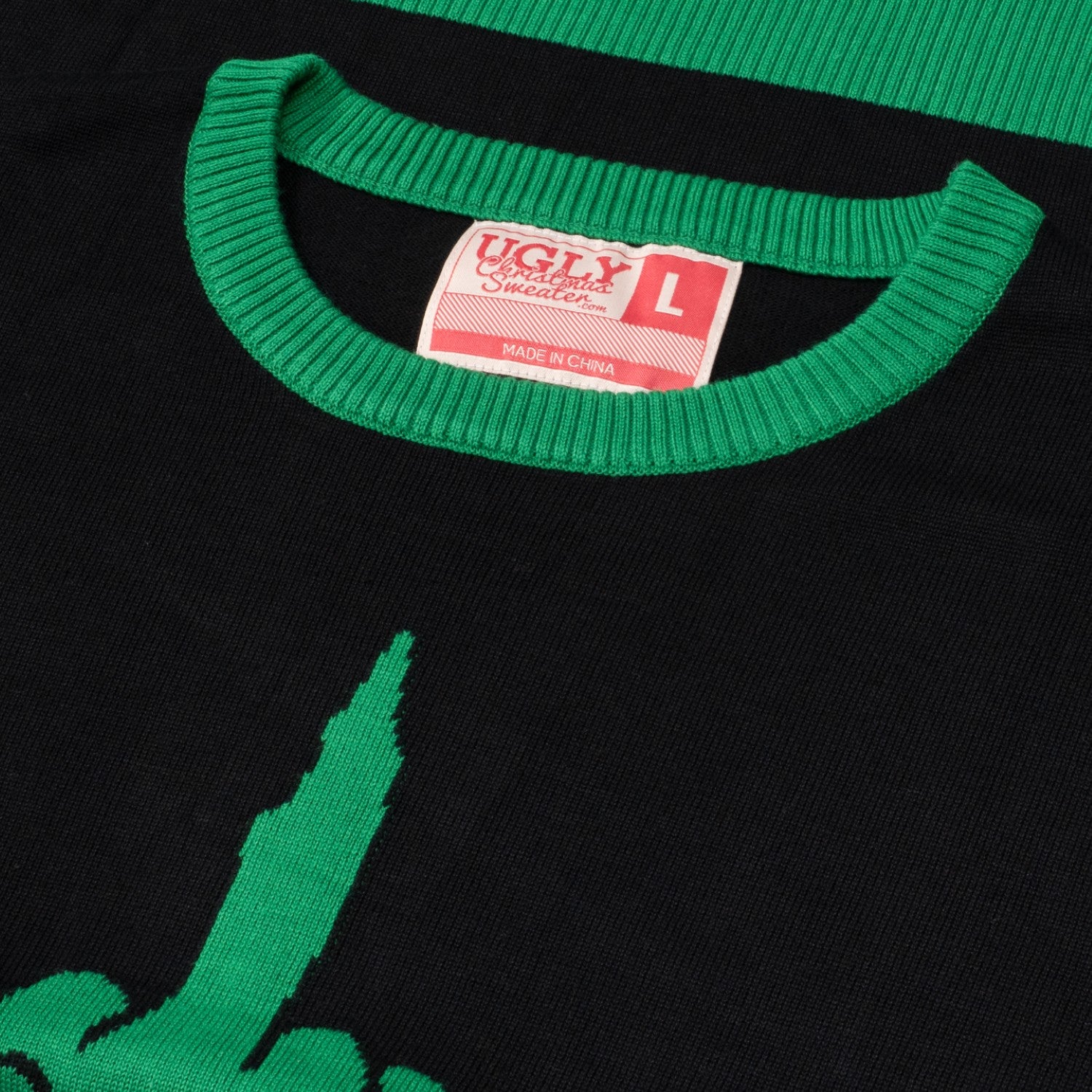 Green Cartoon Monster Middle Finger Adult Unisex Ugly Christmas Sweater