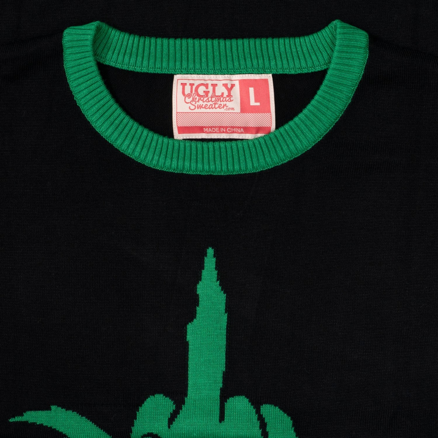 Green Cartoon Monster Middle Finger Adult Unisex Ugly Christmas Sweater