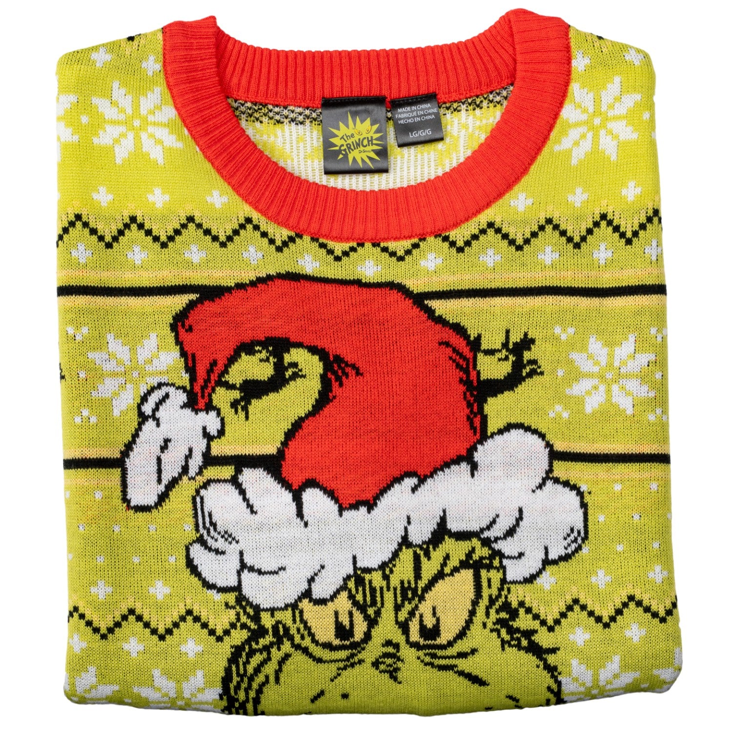 Officially Licensed Feeling Grinchy Santa Hat Adult Ugly Christmas Sweater