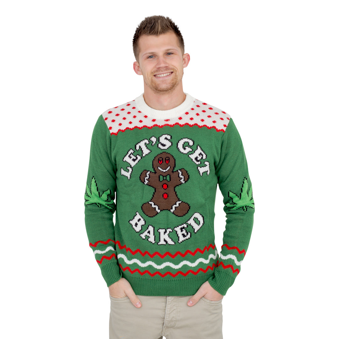 Let's Get Baked Happy Gingerbread Tacky Christmas Sweater