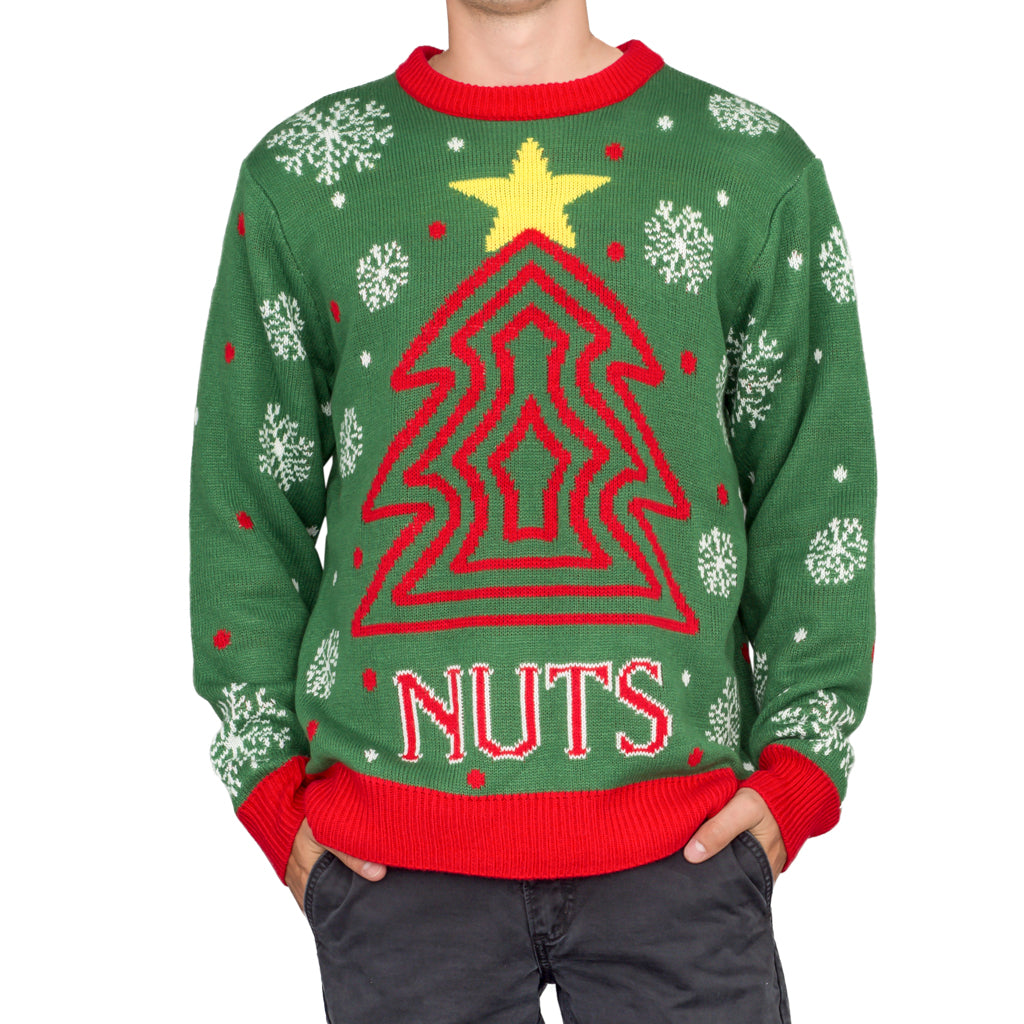 Men's Nuts Snowflakes Christmas Tree Ugly Christmas Sweater